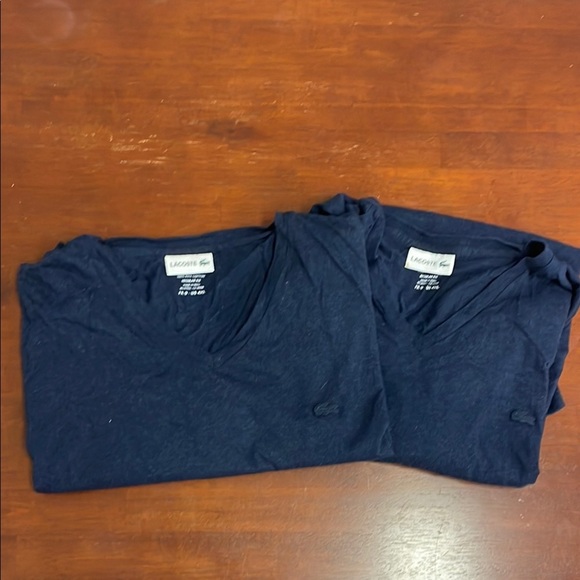 Lacoste Mens Navy Blue Vneck short sleeve tshirts Lot of 2 Size 4XL Big Man - Picture 1 of 6